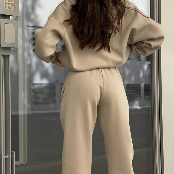 Khaki Casual Women's Solid Color 2-Piece Set - Picture 2 of 7